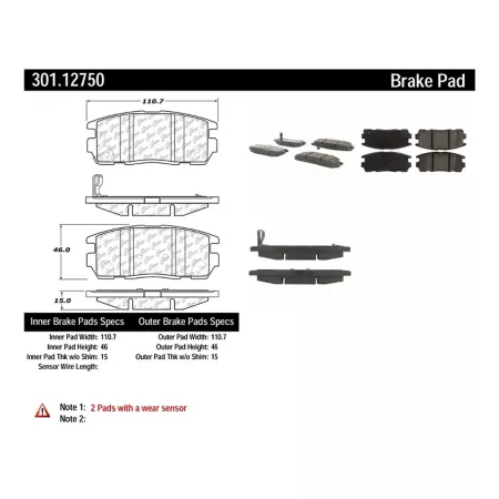 Centric Parts Premium Ceramic Disc Brake Pad Sets BKNJ-CEC-301.12750 Brakes & Brake Parts