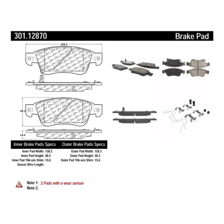 Centric Parts Premium Ceramic Disc Brake Pad Sets BKNJ-CEC-301.12870 Brakes & Brake Parts