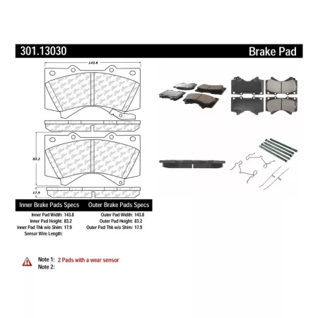 Centric Parts Premium Ceramic Disc Brake Pad Sets BKNJ-CEC-301.13030 Brakes & Brake Parts