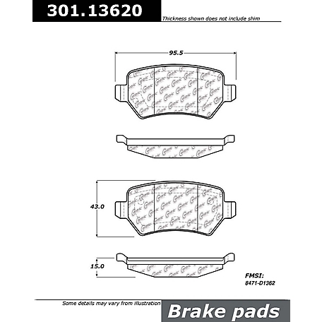 Centric Parts Premium Ceramic Disc Brake Pad Sets, BKNJ-CEC-301.13620