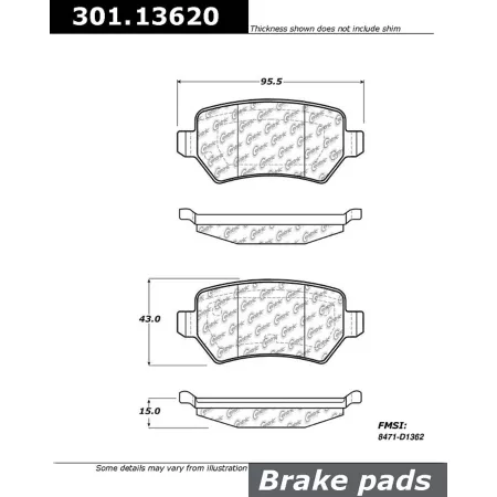 Centric Parts Premium Ceramic Disc Brake Pad Sets BKNJ-CEC-301.13620 Brakes & Brake Parts