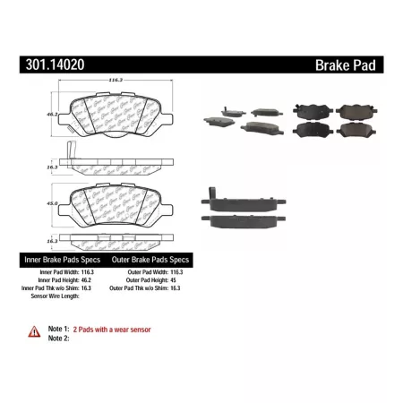 Centric Parts Premium Ceramic Disc Brake Pad Sets BKNJ-CEC-301.14020 Brakes & Brake Parts