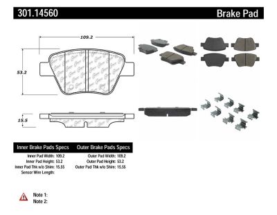 Centric Parts Premium Ceramic Pads with Shims and Hardware, BKNJ-CEC-301.14560