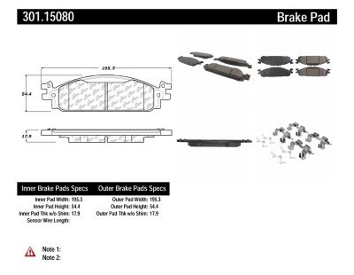 Centric Parts Premium Ceramic Disc Brake Pad Sets, BKNJ-CEC-301.15080