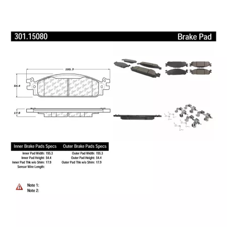 Centric Parts Premium Ceramic Disc Brake Pad Sets BKNJ-CEC-301.15080 Brakes & Brake Parts