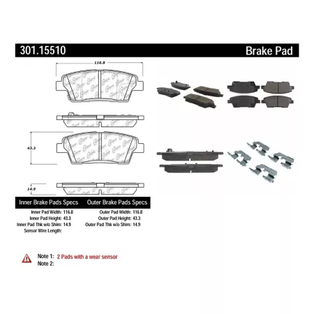 Centric Parts Premium Ceramic Disc Brake Pad Sets BKNJ-CEC-301.15510 Brakes & Brake Parts