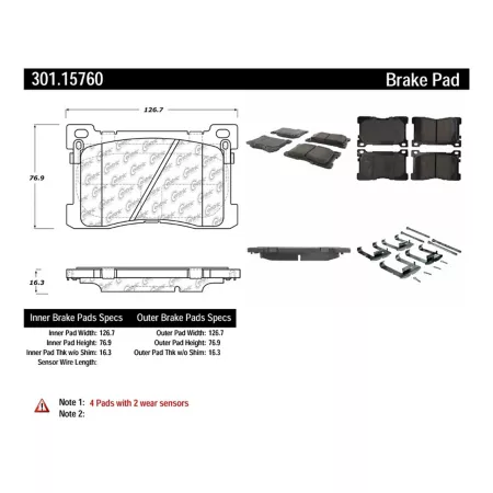 Centric Parts Premium Ceramic Disc Brake Pad Sets BKNJ-CEC-301.15760 Brakes & Brake Parts