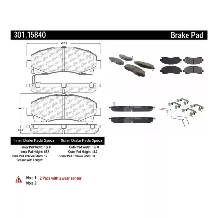 Centric Parts Premium Ceramic Disc Brake Pad Sets BKNJ-CEC-301.15840 Brakes & Brake Parts