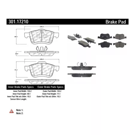 Centric Parts Premium Ceramic Disc Brake Pad Sets BKNJ-CEC-301.17210 Brakes & Brake Parts