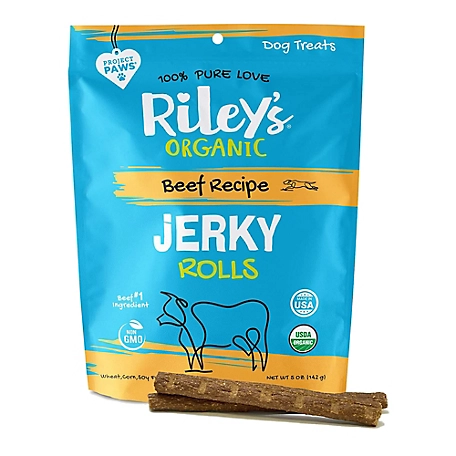 Riley's Organics Jerky Rolls Beef Recipe Dog Treats, 5 oz.