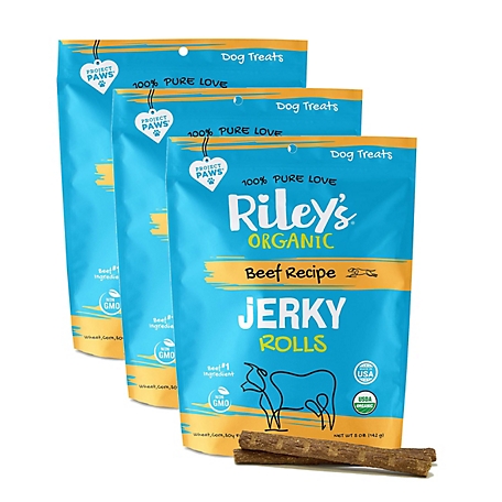 Riley's Organics Jerky Rolls Beef Recipe Dog Treats, 5 oz., 3-Pack