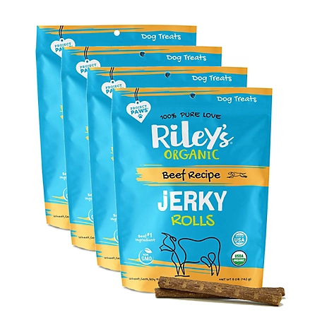 Riley's Organics Jerky Rolls Beef Recipe Dog Treats, 5 oz., 4-Pack