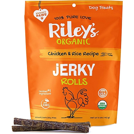 Riley's Organics Jerky Rolls Chicken & Rice Recipe Dog Treats, 5 oz.