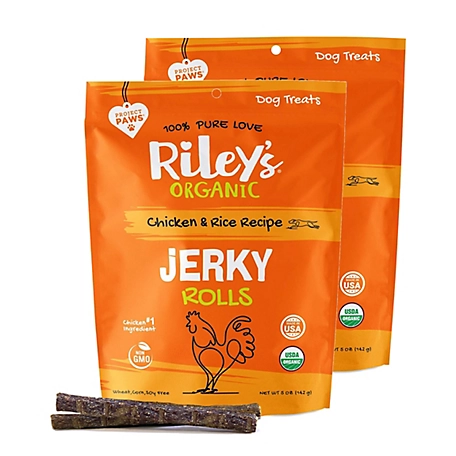 Riley's Organics Jerky Rolls Chicken and Rice Recipe Dog Treats, 5 oz., 2-Pack