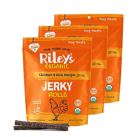 Riley's Organics Jerky Rolls Chicken & Rice Recipe Dog Treats, 5 oz., 3-Pack