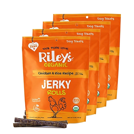 Riley's Organics Jerky Rolls Chicken & Rice Recipe Dog Treats, 5 oz., 4-Pack