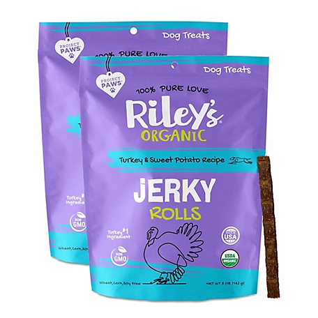 Riley's Organics Jerky Rolls Turkey and Sweet Potato Recipe Dog Treats, 5 oz., 2-Pack