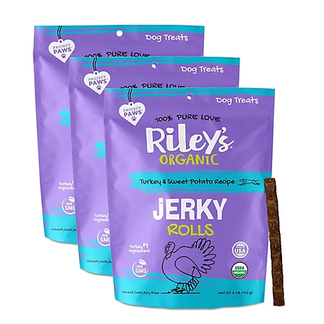 Riley's Organics Jerky Rolls Turkey and Sweet Potato Recipe Dog Treats, 5 oz., 3-Pack