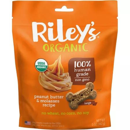 Riley's Organics Peanut Butter & Molasses Dog Treats 5 oz. Dog Biscuits & Cookies