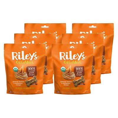 Riley's Organics Peanut Butter and Molasses Large Bone Dog Treats, 5 oz., 6-Pack