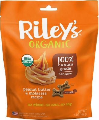 Riley's Organics Peanut Butter & Molasses Small Bone Dog Treats, 5 oz.