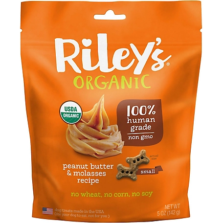 Riley's Organics Peanut Butter & Molasses Small Bone Dog Treats, 5 oz.