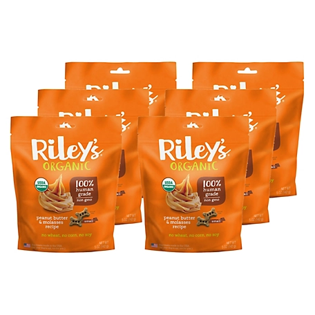 Riley's Organics Peanut Butter and Molasses Small Bone Dog Treats, 5 oz., 6-Pack