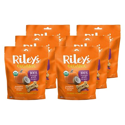 Riley's Organics Pumpkin & Coconut Large Bone Dog Treats, 5 oz., 6-Pack