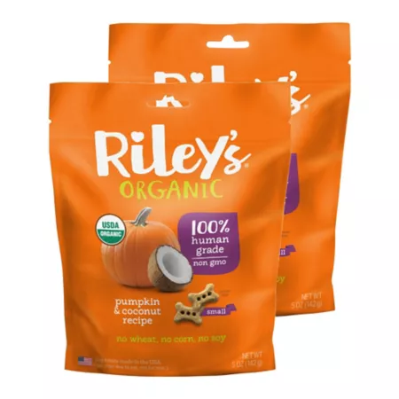 Riley's Organics Pumpkin and Coconut Small Bone Dog Treats 5 oz Pack of 2 Dog Biscuits & Cookies