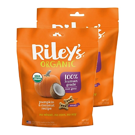 Riley's Organics Pumpkin and Coconut Small Bone Dog Treats, 5 oz., 2-Pack