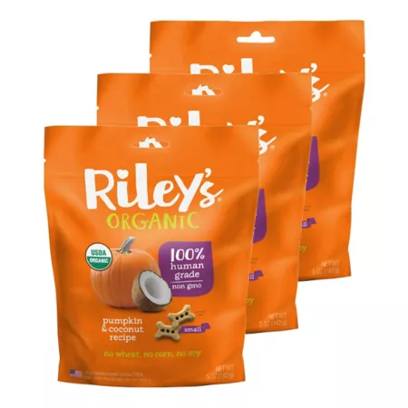 Riley's Organics Pumpkin and Coconut Small Bone Dog Treats 5 oz Pack of 3 Dog Biscuits & Cookies