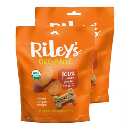 Riley's Organics Sweet Potato Large Bone Dog Treats 5 oz Pack of 2 Dog Biscuits & Cookies