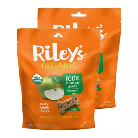 Riley's Organics Tasty Apple Big Bone Dog Treats 5 oz Pack of 2 Dog Biscuits & Cookies