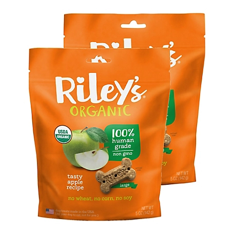 Riley's Organics Tasty Apple Large Bone Dog Treats, 5 oz., 2-Pack