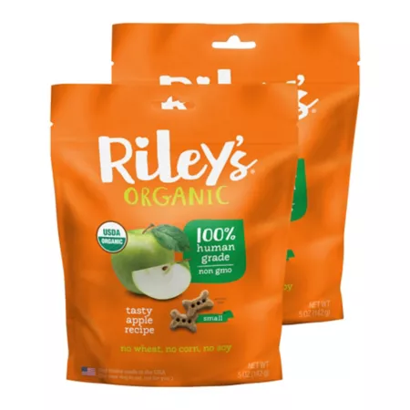 Riley's Organics Savory Apple Small Bone Dog Treats 5 oz Pack of 2 Dog Biscuits & Cookies