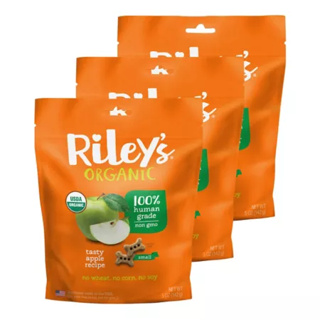 Riley's Organics Savory Apple Small Bone Dog Treats 5 oz Pack of 3 Dog Biscuits & Cookies