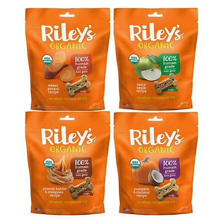 Riley's Organics Large Bone Dog Treats, 5 oz., Variety Pack, 4 Bags
