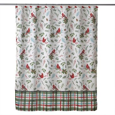 SKL Home Berry Cardinal Fabric Shower Curtain and Hook Set