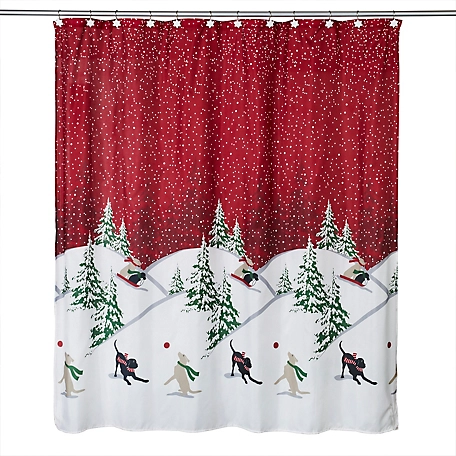 SKL Home Winter Dogs Fabric Shower Curtain and Hook Set