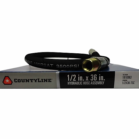 CountyLine 1/2 in. x 36 in. Hydraulic Hose, SAE 100R2AT, 3,500 PSI