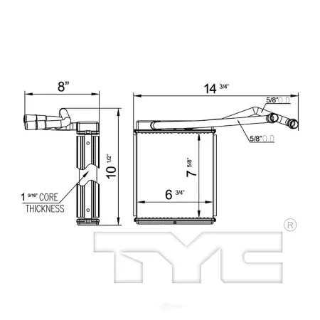 TYC HVAC heater core FQPX-TYC-96116 Automotive Heating & Cooling Parts