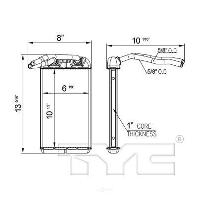 TYC HVAC Heater Core, FQPX-TYC-96117