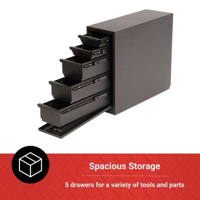 Image showing  200 lb. Steel Wheel Well Truck Tool Box with 5 Drawers, 20-1/2 in. x 8-7/8 in. x 18-7/8 in. Black