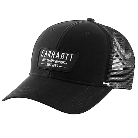 Carhartt Men's Canvas Mesh-Back Crafted Patch Cap, Black