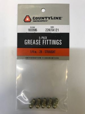 CountyLine Grease Fittings, 1/4 in. - 28 Straight, 5-Pack
