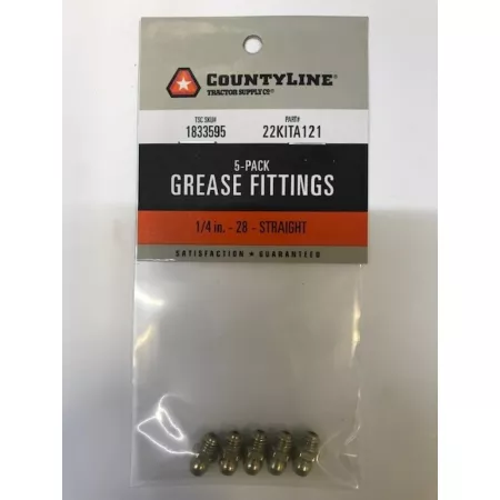 CountyLine Grease Fittings 1/4 in - 28 Straight Pack of 5 Attachment Parts & Accessories