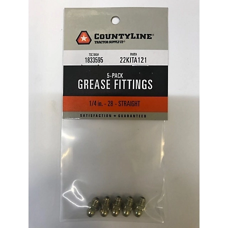 CountyLine Grease Fittings, 1/4 in. - 28 Straight, 5 pk.
