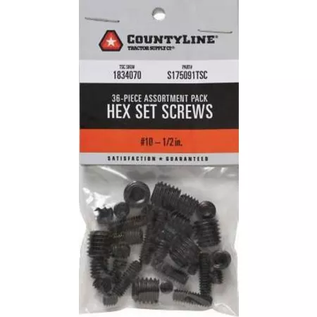 CountyLine Hex Socket Screw Assortment #10 1/2 in Pack of 36 Attachment Parts & Accessories