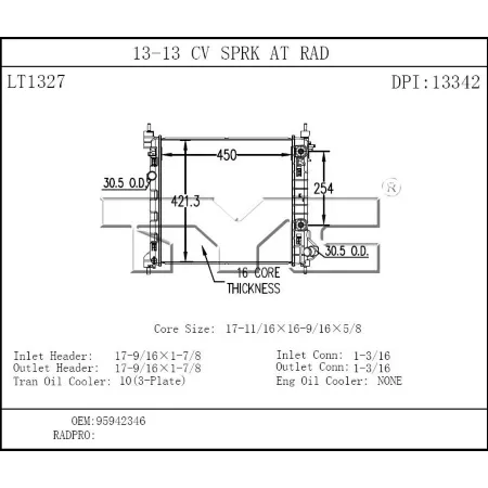 TYC radiator FQPX-TYC-13342 Engine Performance