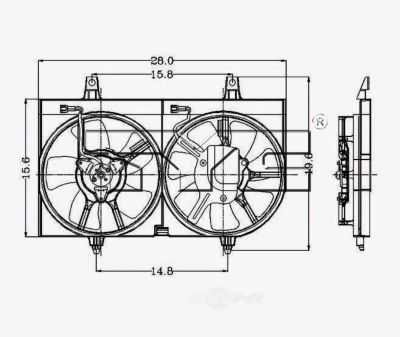 TYC Dual Radiator and Condenser Fan Assembly, FQPX-TYC-620020